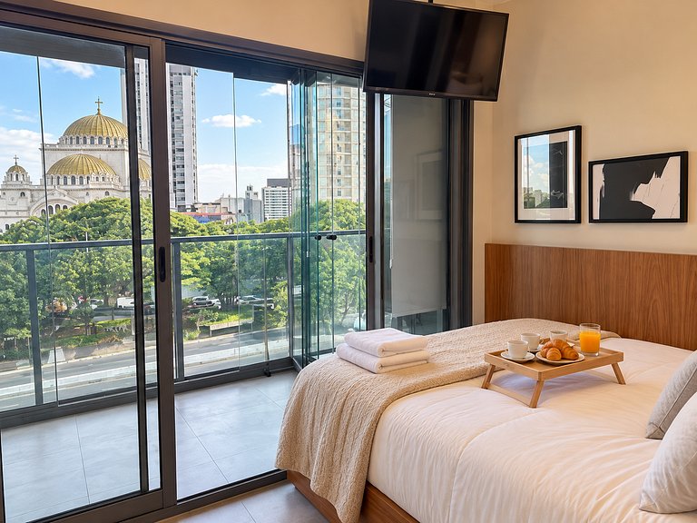 Paraíso: Studio com varanda e vista incrível 408